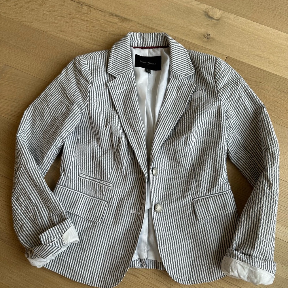 Banana Republic Striped Blazer - Blue and White
